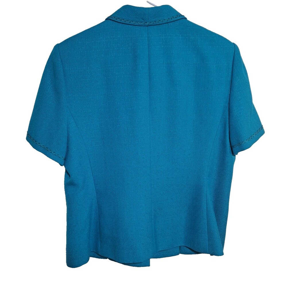 Vintage Kasper for ASL Short Sleeve 5 Button Blazer Shirt Sz 14 Petite dark teal - Picture 4 of 8
